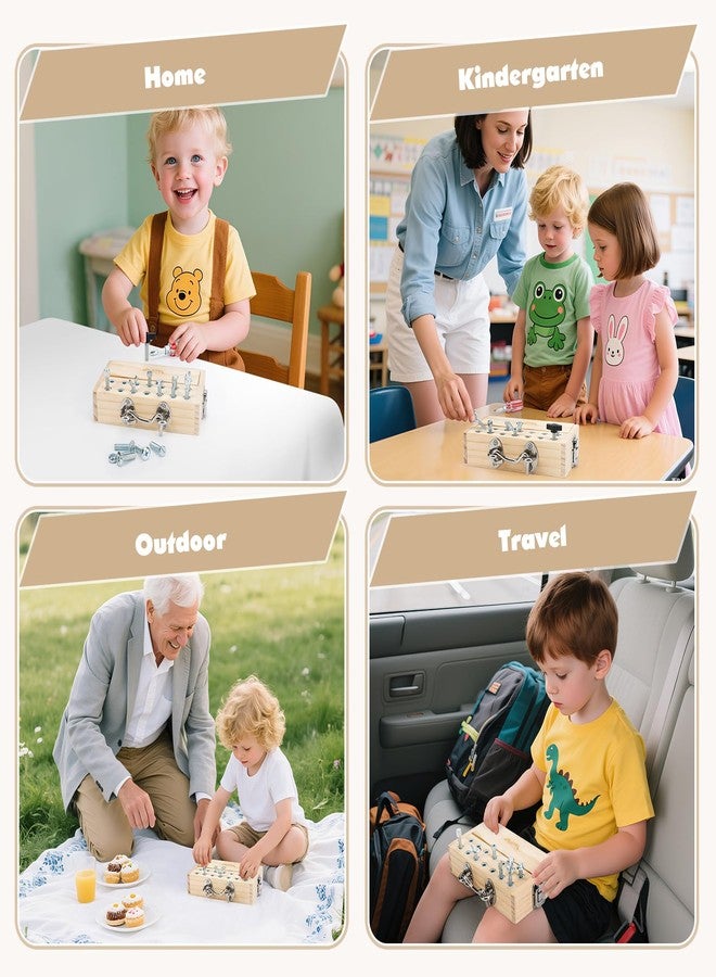 Vanplay Busy Board Toys for 3 4 5 Year Olds Boy Birthday Gifts, Montessori Toys for 3 Year Old, Screwdriver Board Set with Lock and Key - Wooden Kid Tool Set Educational Learning Toys for Kids 3-6 - Image 5